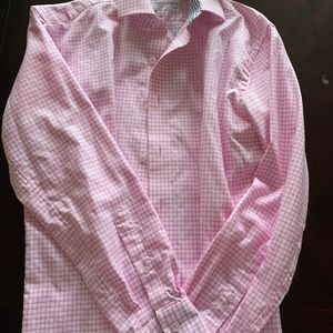 Lorenzo uomo men’s 15 pink gingham dress shirt.